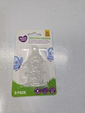 PARENTS CHOICE 3 Pack of Silicone Nipples Medium Flow BPA Free 3+ Months